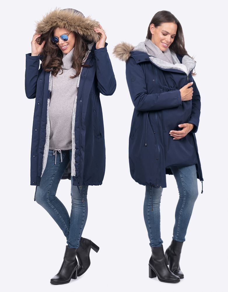 Navy Blue 3 In 1 Winter Maternity Parka | Women Seraphine Coats &amp; Jackets