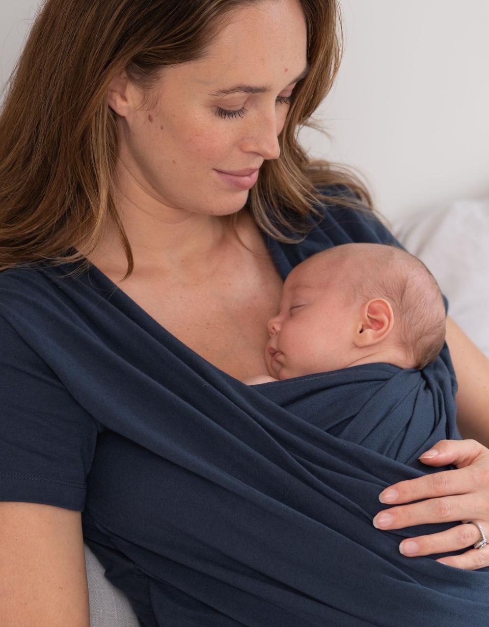 Navy Cotton Short Sleeve Skin To Skin Top | Women Seraphine Tops