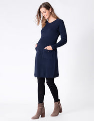 Navy Knitted Maternity &amp; Nursing Dress With Pockets | Women Seraphine Jumpers &amp; Knitwear