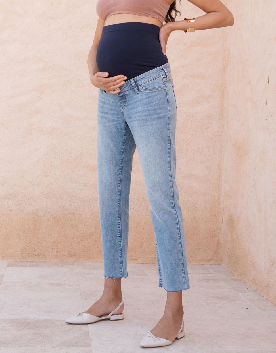 Over Bump Frayed Hem Maternity Jeans | Women Seraphine Jeans