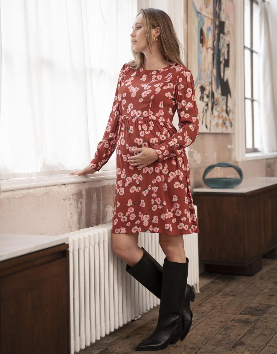 Rust Floral Maternity &amp; Nursing Dress| Seraphine | Women Seraphine Dresses
