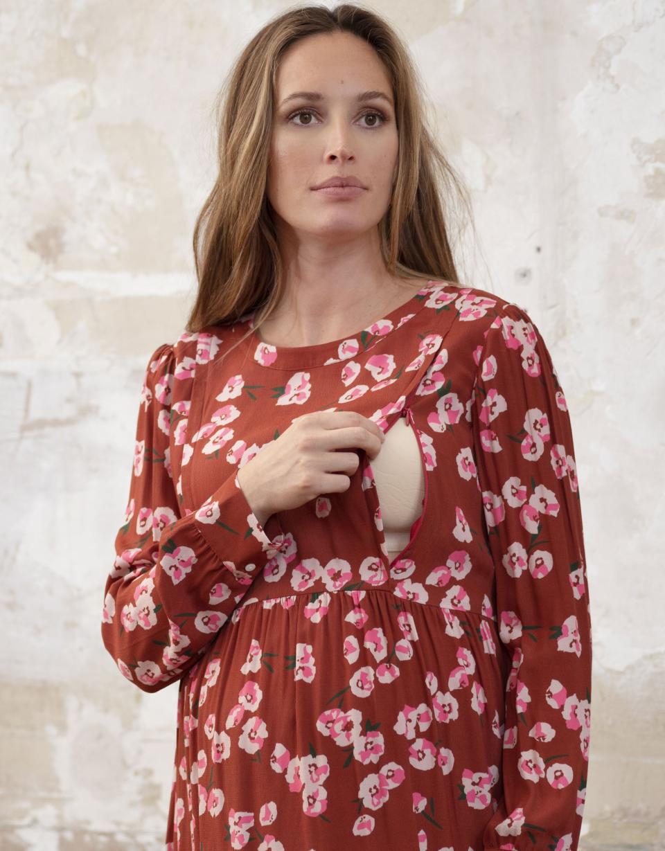 Rust Floral Maternity &amp; Nursing Dress| Seraphine | Women Seraphine Dresses