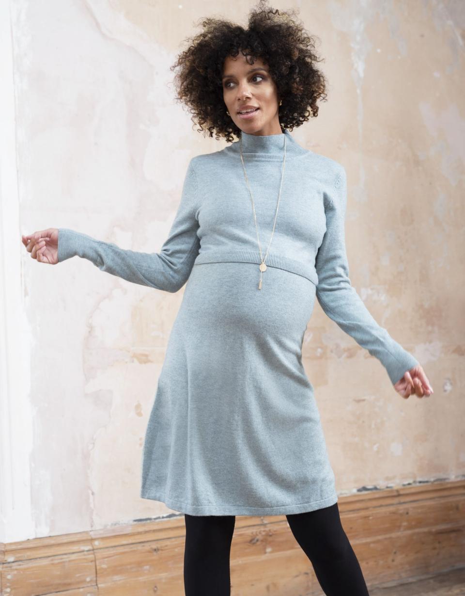 Sage Wool Blend Maternity &amp; Nursing Sweater Dress | Women Seraphine Jumpers &amp; Knitwear