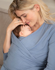 Slate Blue Cotton ¾ Sleeve Skin To Skin Top | Women Seraphine Skin To Skin