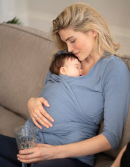 Slate Blue Cotton ¾ Sleeve Skin To Skin Top | Women Seraphine Skin To Skin