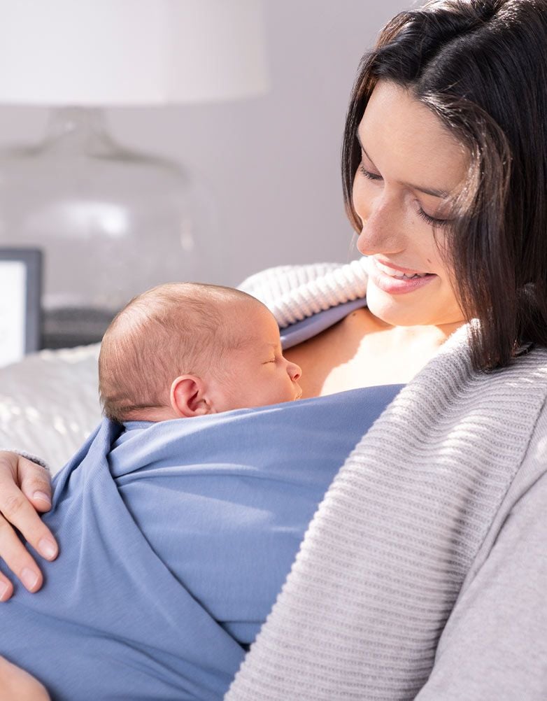 Slate Blue Cotton ¾ Sleeve Skin To Skin Top | Women Seraphine Skin To Skin