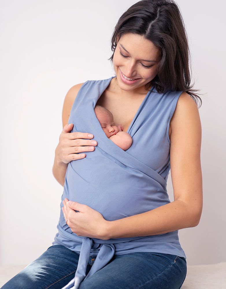 Slate Blue Cotton Skin To Skin Top | Women Seraphine Essentials