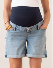 Stretch Denim Over Bump Maternity Shorts | Women Seraphine Shorts