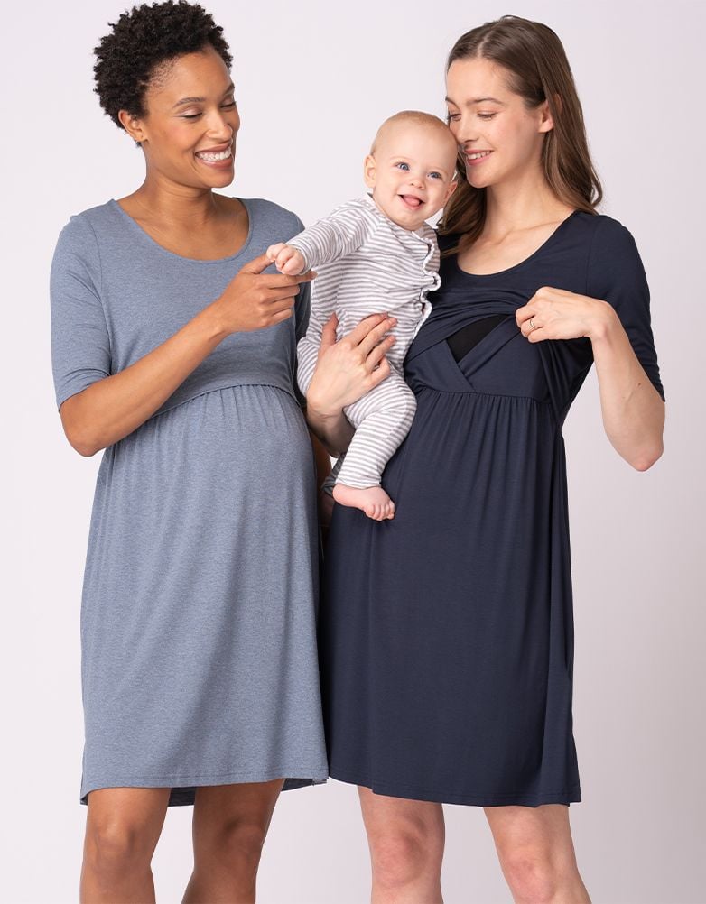 Stretch Jersey Maternity &amp; Nursing Nighties – Twin Pack | Women Seraphine Sleepwear