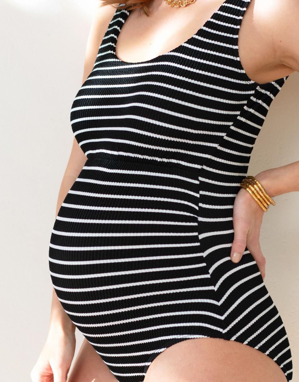 Striped Super-Stretch Maternity Swimsuit | Women Seraphine Beach &amp; Swimwear