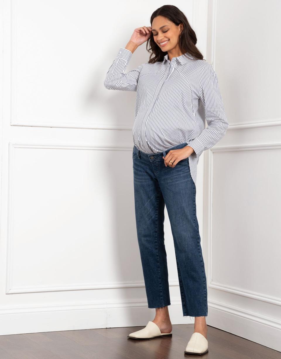 Tapered Frayed Hem Maternity Jeans | Women Seraphine Jeans