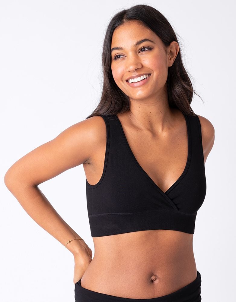 Twin Pack Bamboo Maternity &amp; Nursing Sleep Bras – Black &amp; Blush | Women Seraphine Kits &amp; Sets
