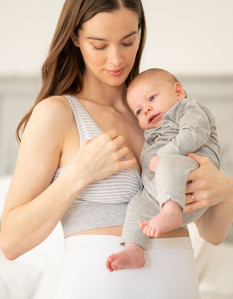 Twin Pack Bamboo Maternity &amp; Nursing Sleep Bras – Grey &amp; White | Women Seraphine Kits &amp; Sets