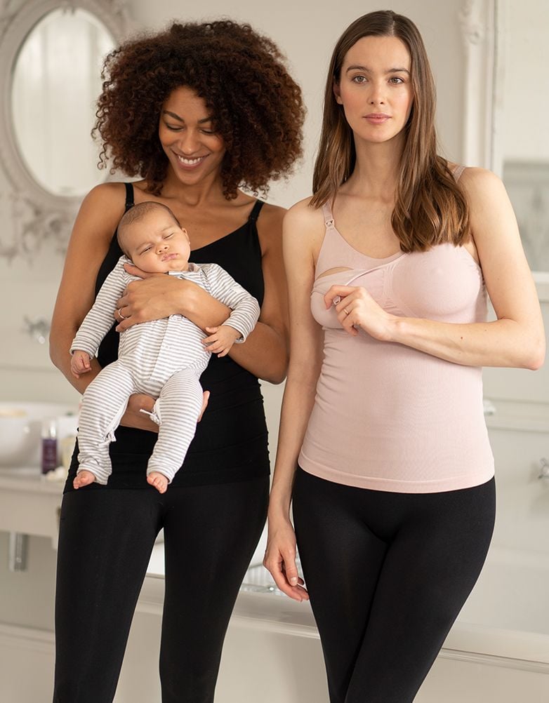 Twin Pack Bamboo Maternity &amp; Nursing Vests - Black &amp; Blush | Women Seraphine Lingerie &amp; Shapewear