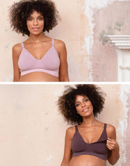 Twin Pack Bamboo Nursing Bras – Mocha &amp; Mauve | Women Seraphine Kits &amp; Sets