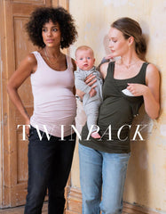 Twin Pack Maternity &amp; Nursing Vest Tops – Khaki &amp; Blush | Women Seraphine Kits &amp; Sets