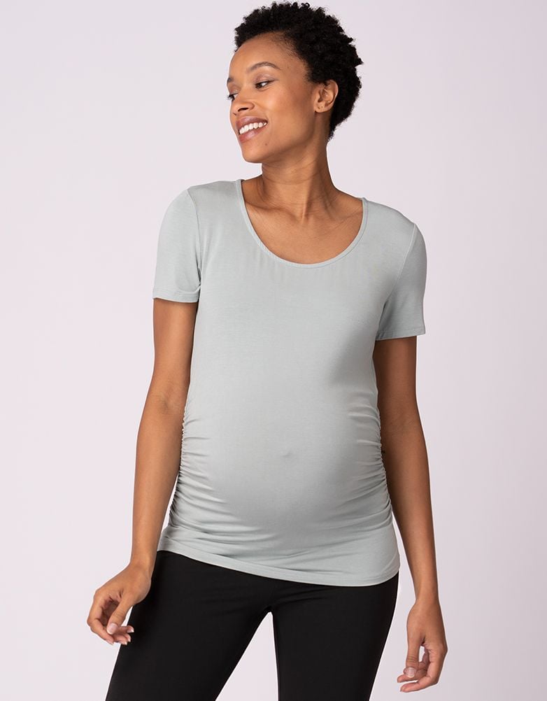 Twin Pack Maternity T-Shirts - Sage &amp; White | Women Seraphine Essentials