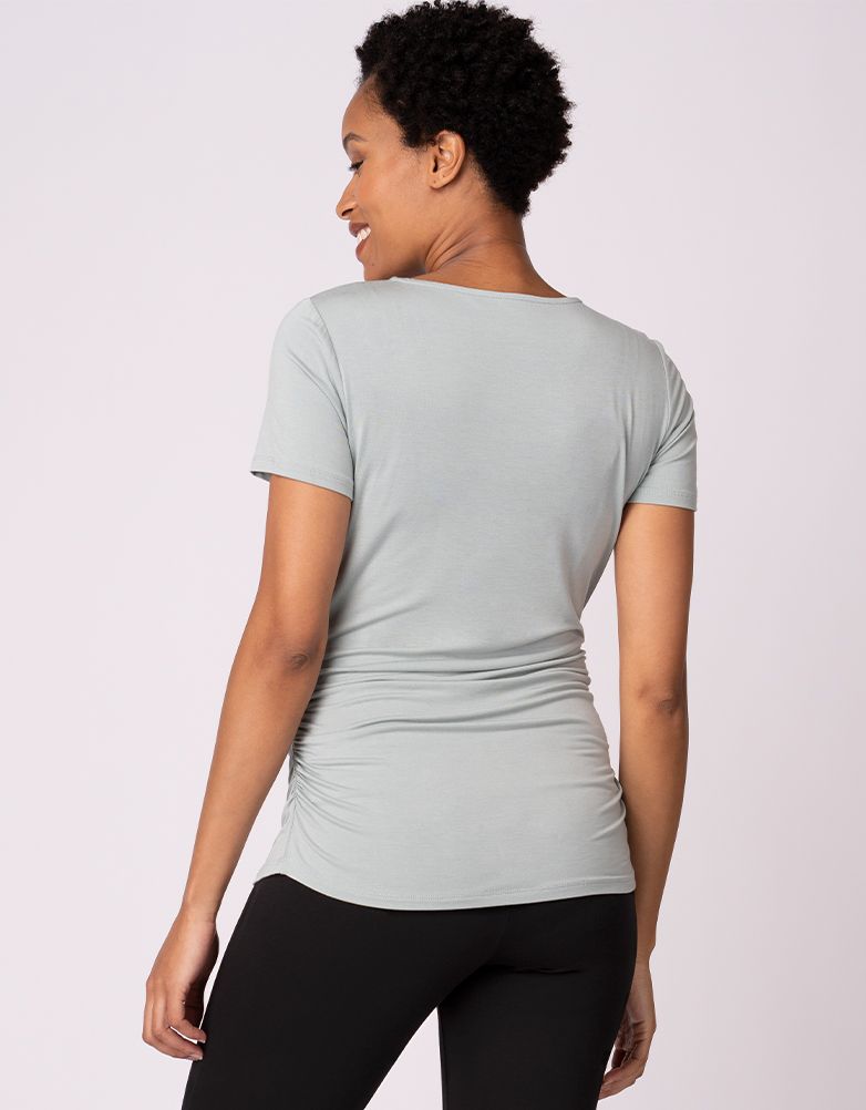 Twin Pack Maternity T-Shirts - Sage &amp; White | Women Seraphine Essentials