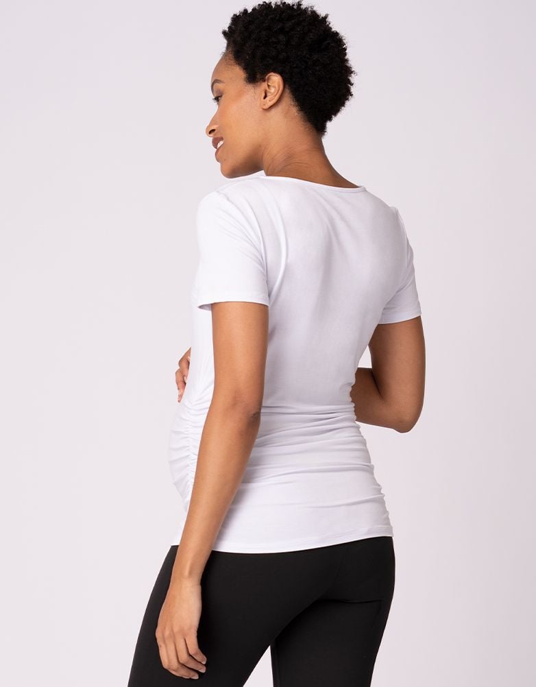 Twin Pack Maternity T-Shirts - Sage &amp; White | Women Seraphine Essentials