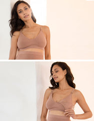 Twin Pack Seamless Bamboo Maternity-To-Nursing Bras - Cappuccino | Women Seraphine Lingerie &amp; Shapewear