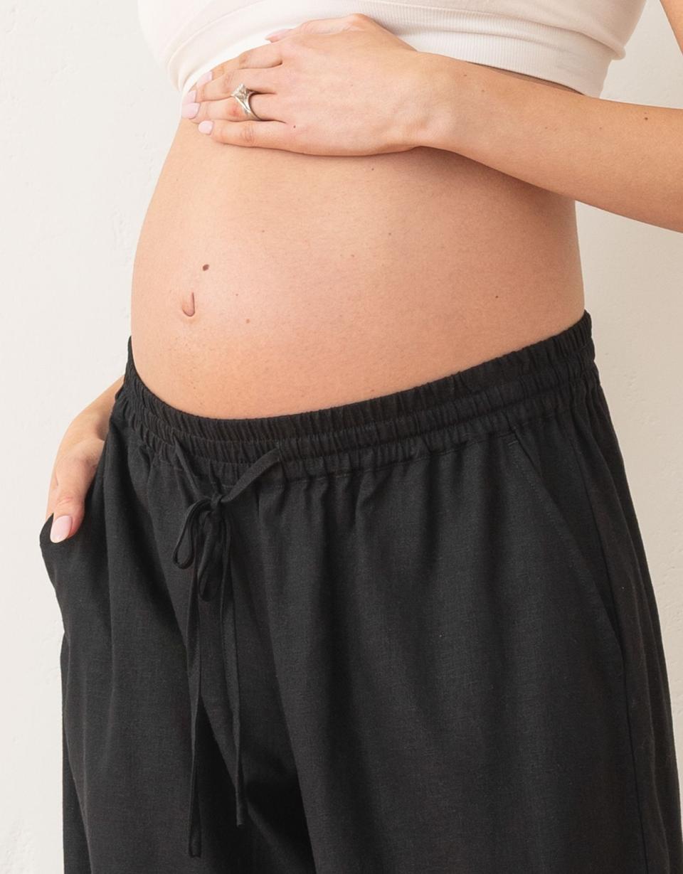 Wide-Leg Linen-Blend Under Bump Maternity Trousers | Women Seraphine Trousers &amp; Skirts