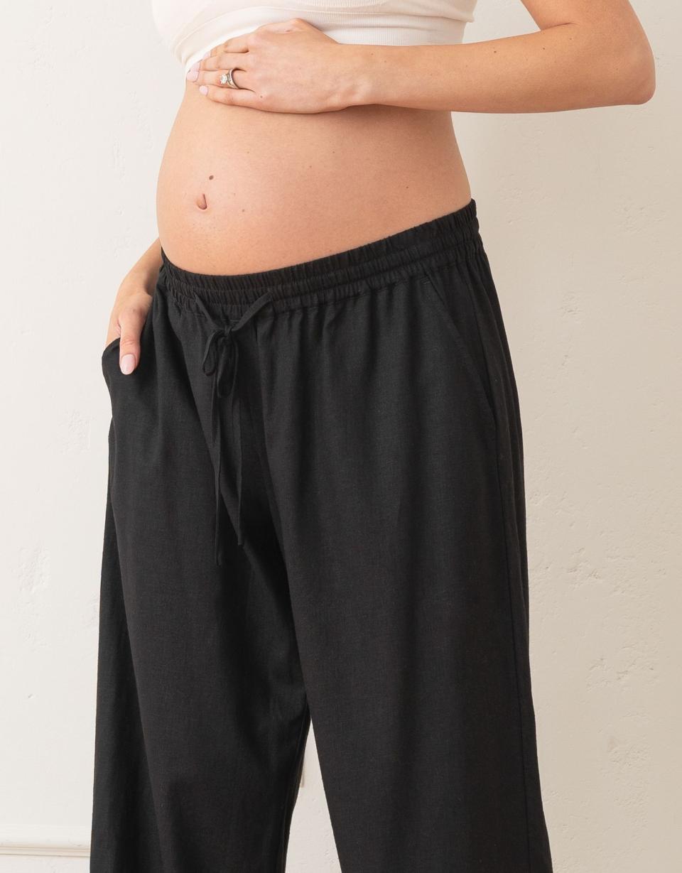 Wide-Leg Linen-Blend Under Bump Maternity Trousers | Women Seraphine Trousers &amp; Skirts